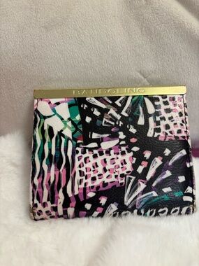 Bandolino Multicolor Abstract Print Compact Wallet with Gold Trim
